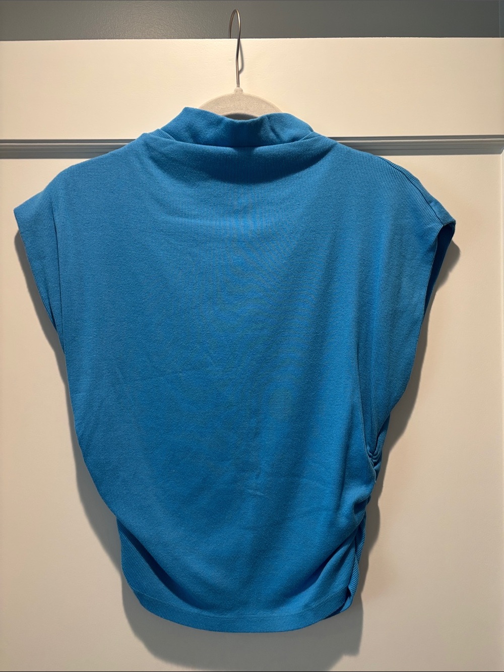 Michael Stars Ribbed Mock Neck Tank in Bright Blue